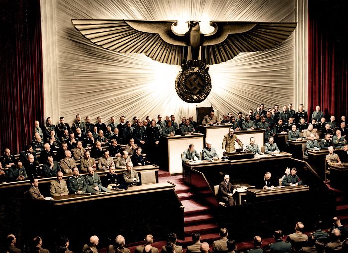 Adolf Hitler Declaring War On The United States Of America At The Kroll Opera House In Berlin, December 11th, 1941