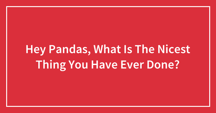 Hey Pandas, What Is The Nicest Thing You Have Ever Done? (Closed)