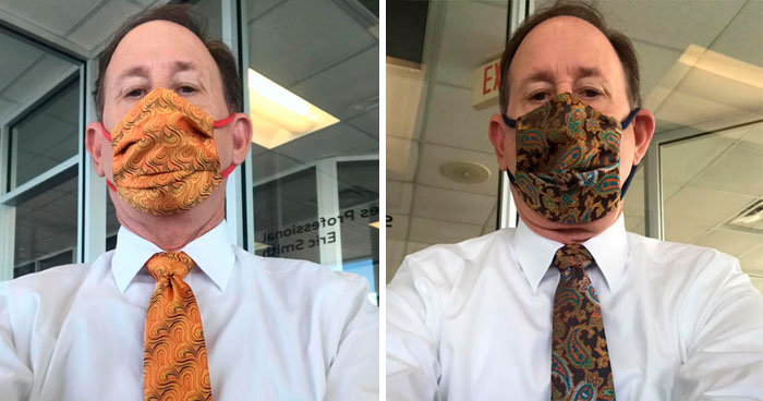 People Can’t Get Enough Of This Dad Matching His Ties With Face Masks Daily