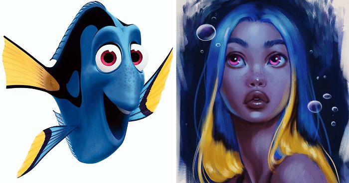 This Artist Turns Disney Animals Into Humans Using Her Own Unique Style |  Bored Panda