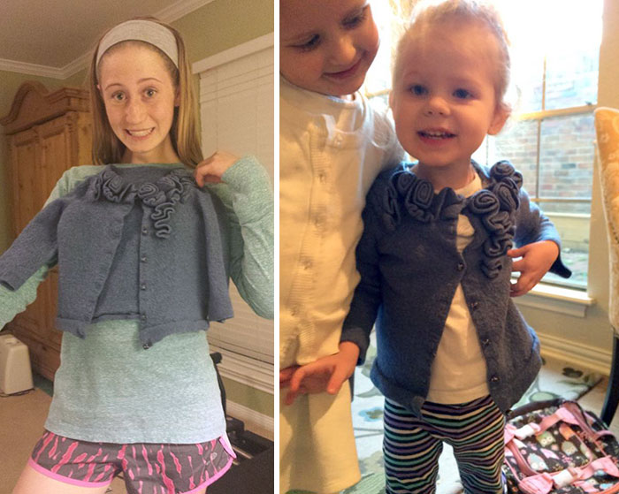 Sorry For Your Loss Meredith, We Kind Of Shrunk Your Favorite Sweater, But Ella Loves Her New Sweater