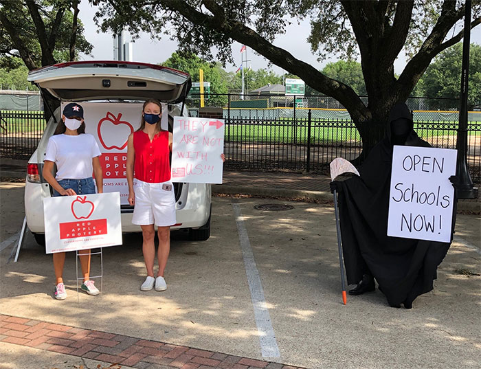 Grim Reapers Join Protesting "Karens" Who Want To Send Their Kids Back To School