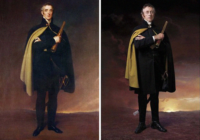 Arthur Wellesley, 1º Duque de Wellingston (Iz.), 1824 y Jeremy Clyde (De.), su trastataranieto