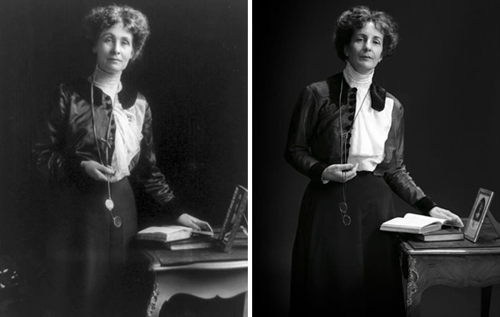 Emeline Pankhurst (Iz.) y Helen Pankhurst (De.), su bisnieta