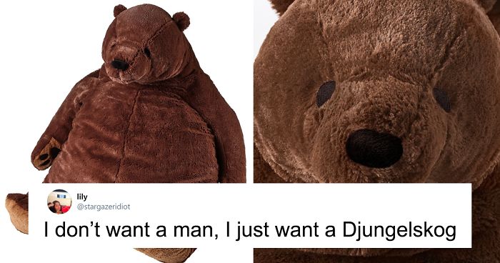 person in bear stuffed animal