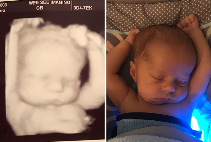 Mi hijo 3 semanas antes de nacer y 3 semanas después de nacer