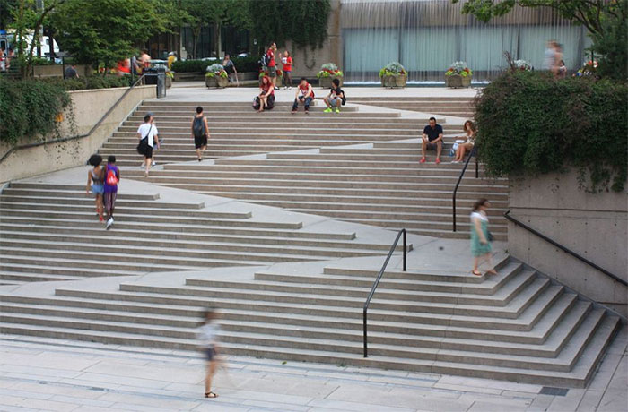 Built-In Accessibility Stairs In Robson Square, Vancouver