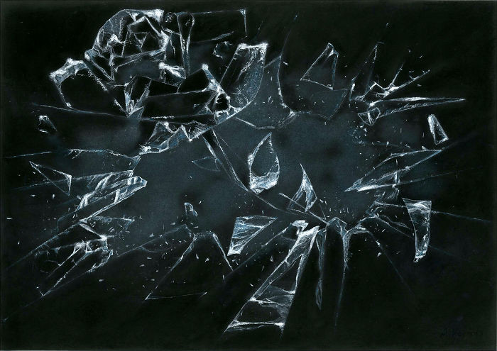 Pastel Painting Of Shattering Glass