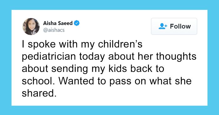 Mom Asks Pediatrician About The Idea Of Kids Going To School Again, Receives A Reality Check