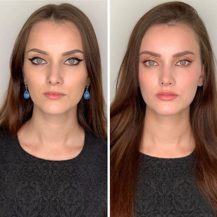 How Women Do Their Own Makeup Vs. How A Professional Does It (30 Pics)