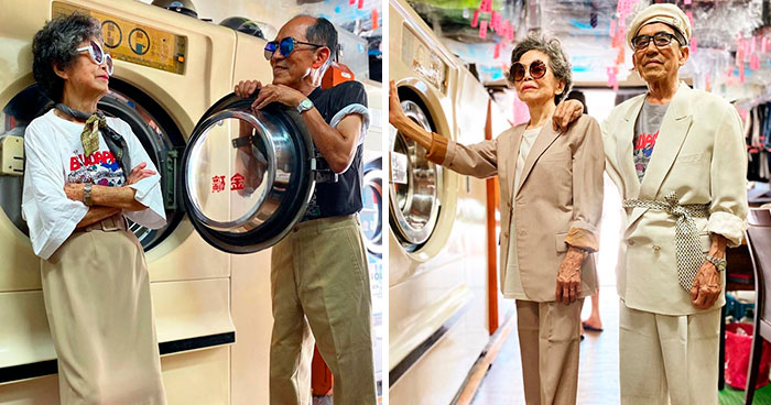 Senior Couple Poses With Clothes That Their Clients Didn’t Collect And The Pics Just Radiate Absolute Class And Style (15 Pics)