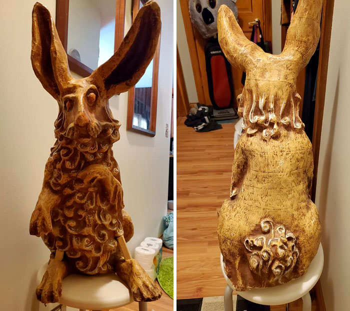 This Is My New Best Buddy! Found This Dude At A Yard Sale A Few Weeks Ago. He Was Peering Down At Me From A Top Shelf. I Love Rabbits And Anything Creepy, So He Is . I Don't Have A Banana For Size. But He About 2 Feet Tall. Of Course He Will Need A Name