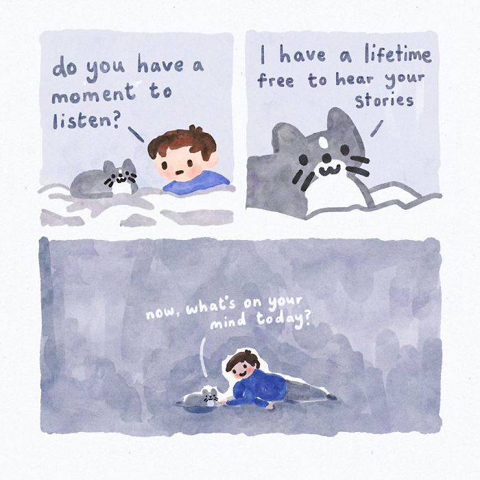 Artist Draws Wholesome Watercolor Comics Where A Cat Is Giving Out Mental  Health Advice (20 Pics) | Bored Panda