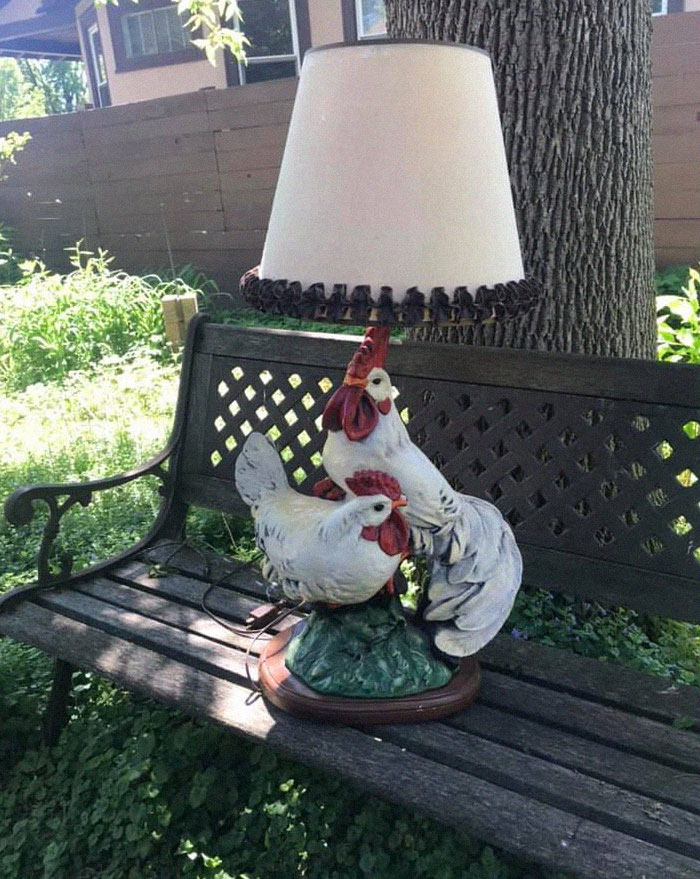 Did We Need A Gigantic Chicken Lamp? No Do We Have A Place To Display A Gigantic Chicken Lamp? Also No Did We Enthusiastically Fork Out Eight Bucks To Have The Honor Of Being The New Caretakers For A Gigantic Chicken Lamp? Absolutely Found At Community Helping Hands Masks And Social Distancing Were Both Used