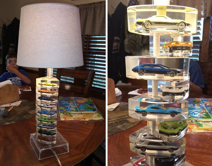 Amazing Find! Hotwheels Lamp!! The Cars Can Be Spun Around The Lamp Post. My Son & I Scored This For $8.99 At The Salvation Army In Hamilton, Nj