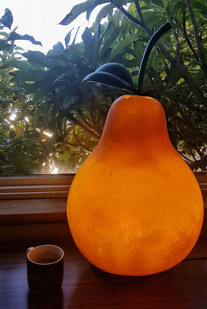 I Found This Lamp In A Dumpster Around 4 Years Ago, It Was In Perfect Condition And The Light Bulb Still Worked.. I Haven't Ever Needed To Replace The Bulb Despite Leaving It On Pretty Much 24/7. I Have No Idea Where It Could Have Come From Or Why It Exists But I Love My Giant Pear Lamp