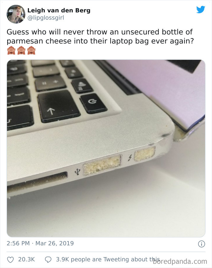 What Could Go Wrong If You Accidentally Throw An Unsecured Bottle Of Cheese Onto Your Laptop