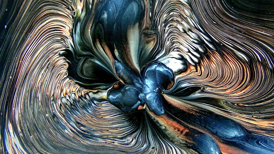 Underground ~ Straight Pour Over The Cup Bottom ~ Acrylic Pour Painting