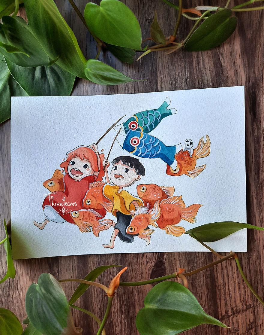 I Created 10 Paintings Of Ghibli Characters In Nature