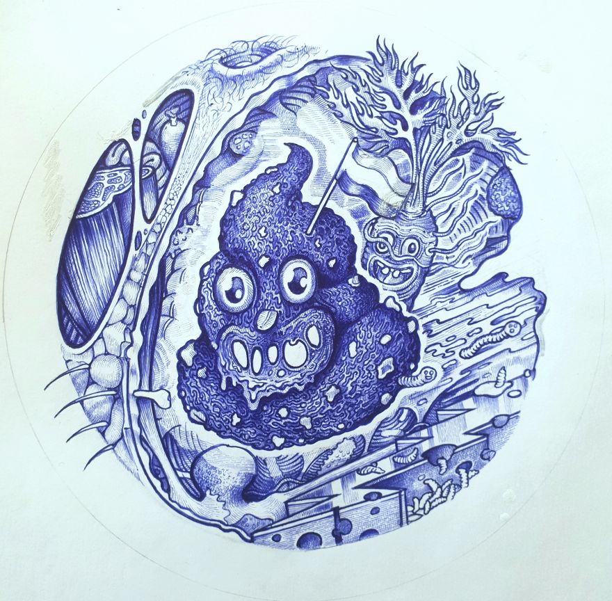 I Made Delft Blue Plates With Bic Ballpoint