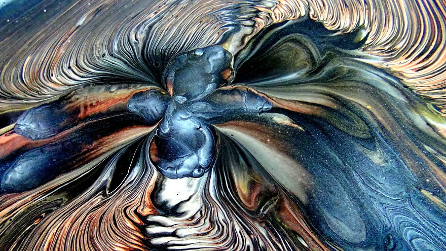 Underground ~ Straight Pour Over The Cup Bottom ~ Acrylic Pour Painting