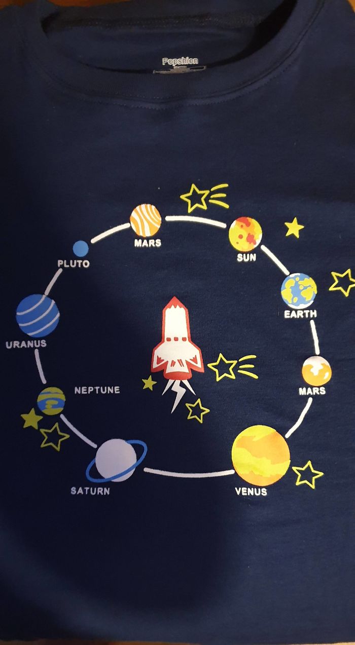 My Nephew's New T-Shirt With A Newly Designed Solar System