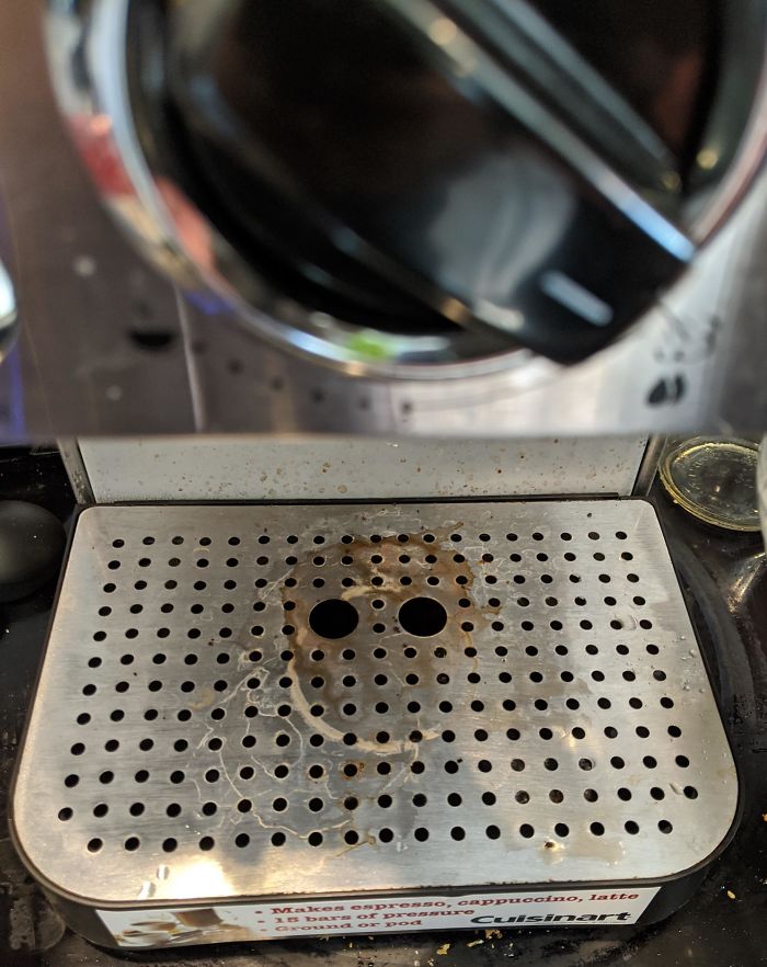 This Stain On My Espresso Machine Looks Like Jason Voorhees