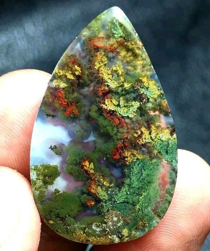Ágata de Indonesia, el "musgo" de dentro es en realidad hierro y otros minerales que hacen parecer que la gema tiene un bosque dentro