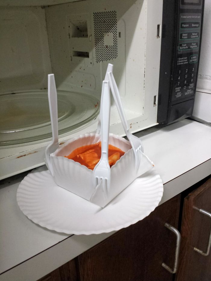 A Coworker Was In Need Of A Bowl, So I Fashioned One Out Of A Plate