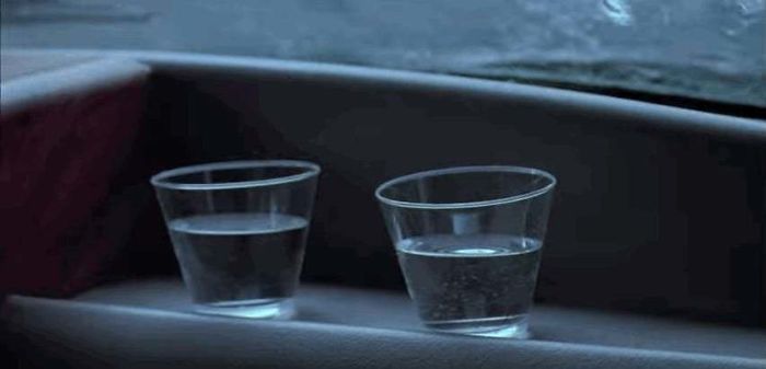 In Jurassic Park, The Dinosaur Is Heard Through Roars And Most Memorably, A Plastic Cup Of Water, Which Vibrates As The Predator Stomps Along