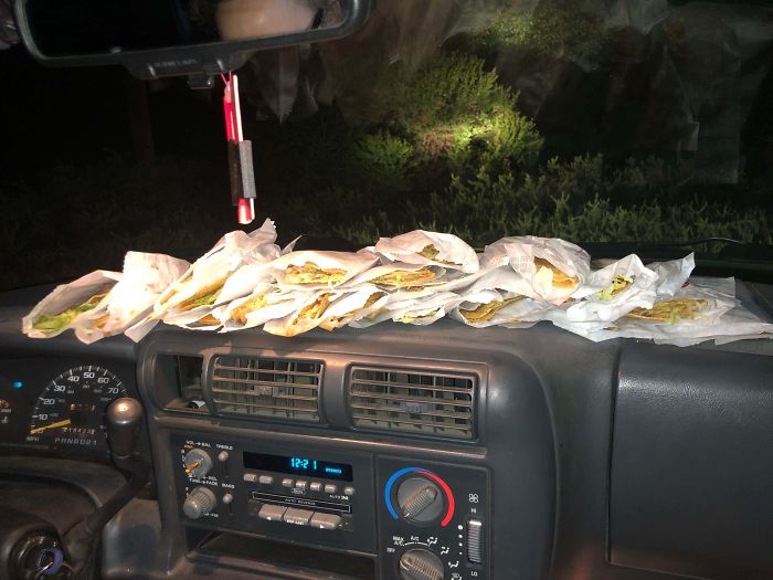 Ordered 12 Tacos At Jack In The Box At 2am, Drive Thru Person Must’ve Accidentally Put In 12 Twice Because We Were Asked Again How Many We Got At The Window, When We Said Twelve He Just Shrugged And Told Us To Take All Of Them (24). We Deliciously Complied