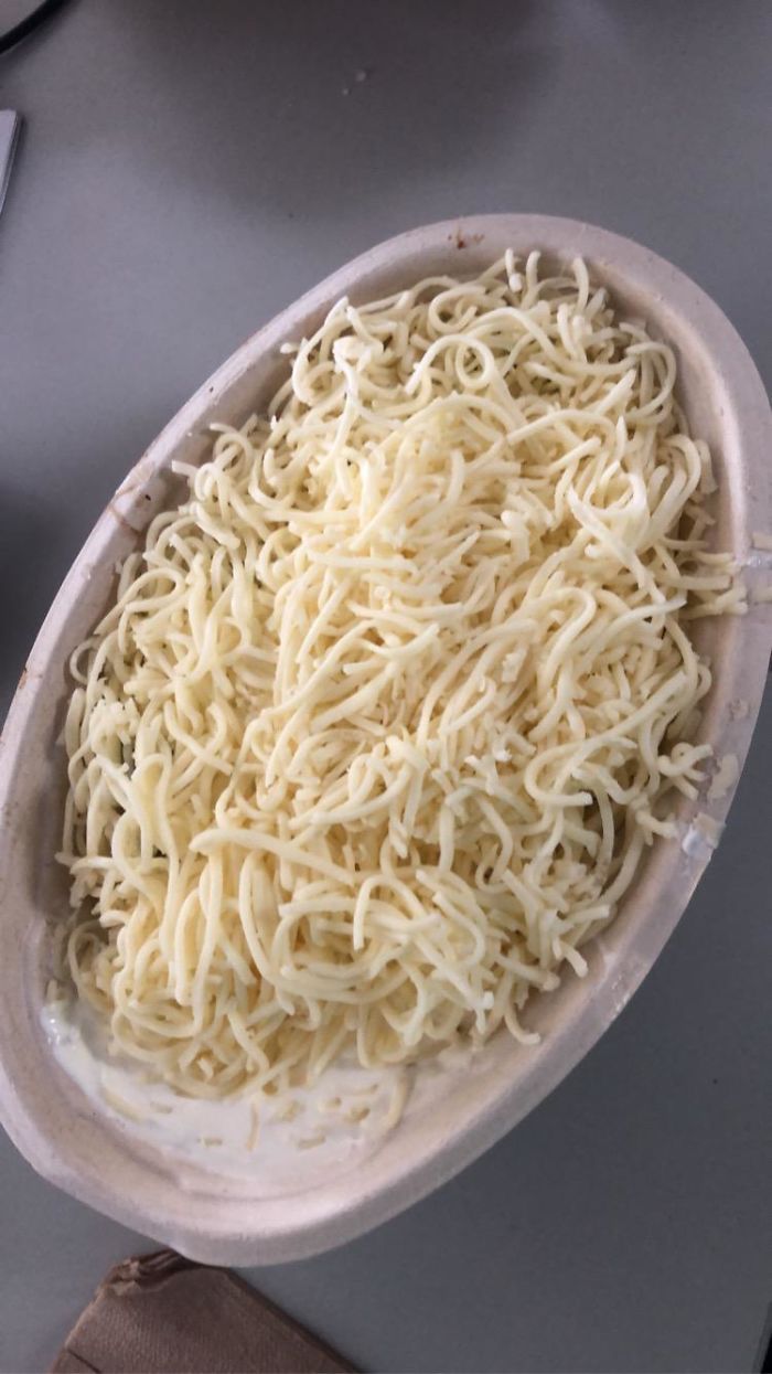 Not Spaghetti. Extra Cheese At Chipotle Never Hit Like This Before