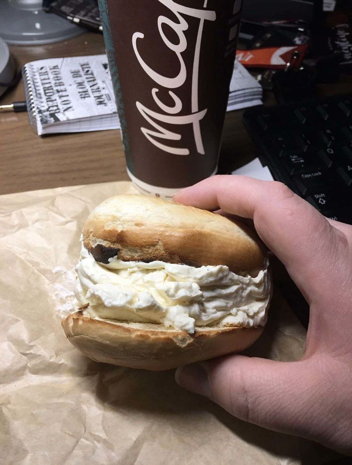 Seen On Twitter- Guy Asked For Extra Cream Cheese On His Bagel And Got Exactly What He Ordered