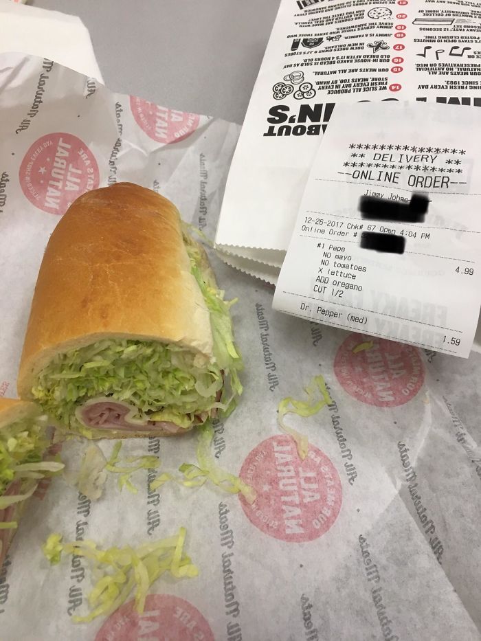 I Love You Random Jimmy Johns Employee. I’ve Never Gotten This Much Extra Lettuce Before!