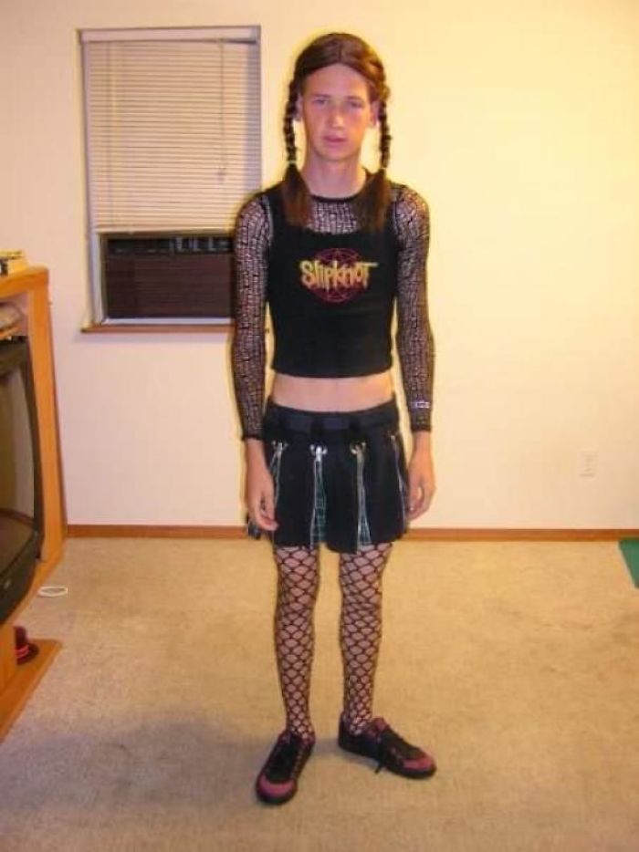 It Was “Opposite Day” At School In 2005, Most People Wore Black And White Or Something.. I Decide To Dress As A Girl.. I Lived In A Small Town In Idaho. It Didn’t Go Over Well