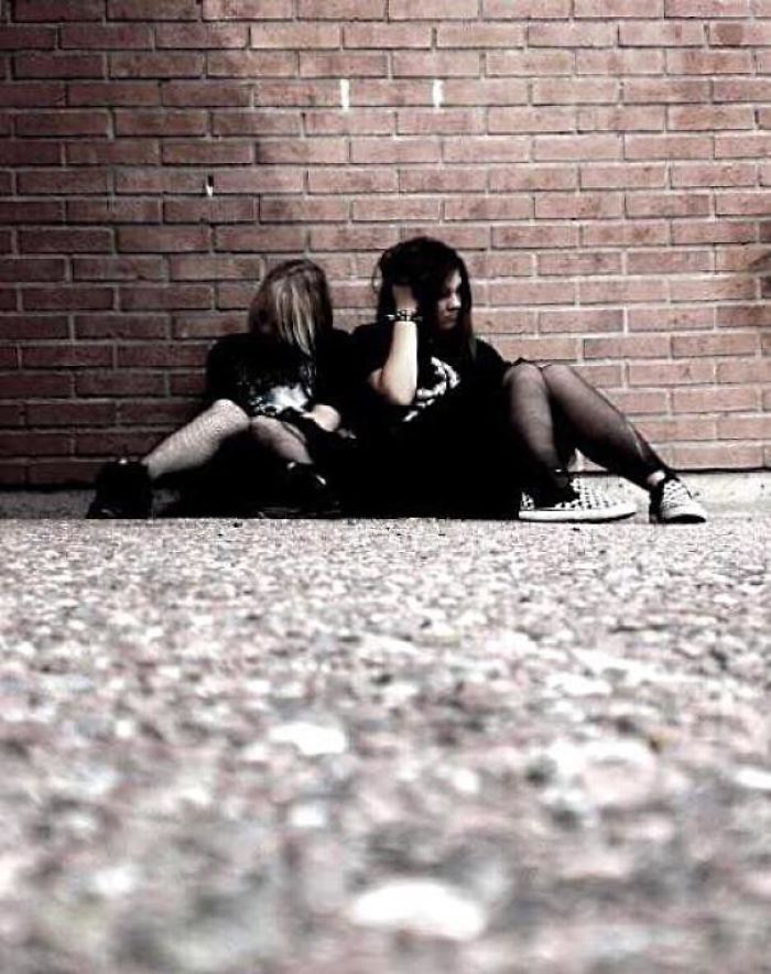Me And My Bestie Executed This Photoshoot With Self Timer Because No One Else In The World Understood Us. It Was Taken During Recess Against The Outside Wall Of Our Classroom. It’s Rough Being 13