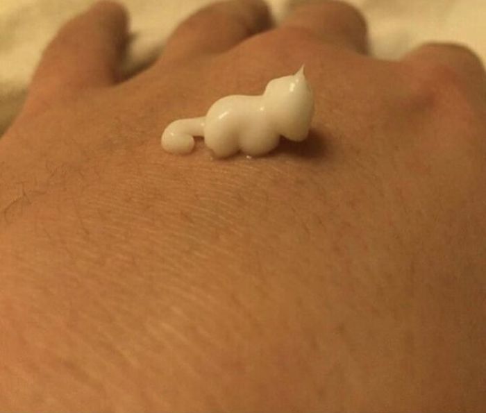 This Lil Squirt Of Lotion Looks Like A Tiny Cat