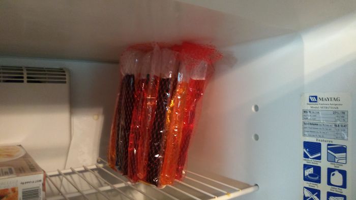 Freeze Your Freezie Pops Standing Up So You Don't Have To Cut Through The Freezie To Open Them