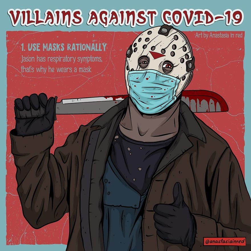 Artist Creates Humorous Illustrations Of Villains Giving Advice On The Fight Against COVID-19 (9 Pics)