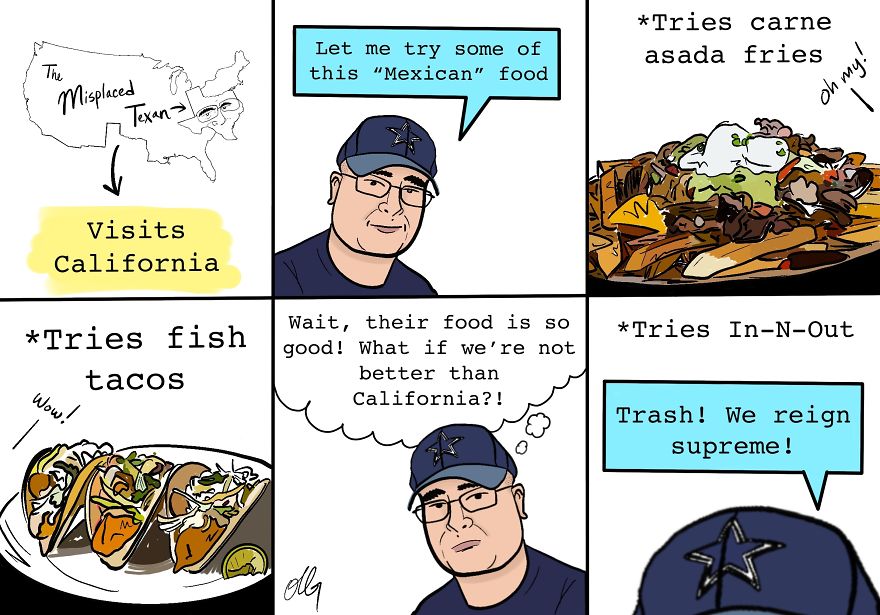 My 10 Original Comics About Food And Life From A Misplaced Texan’s Unique Perspective.