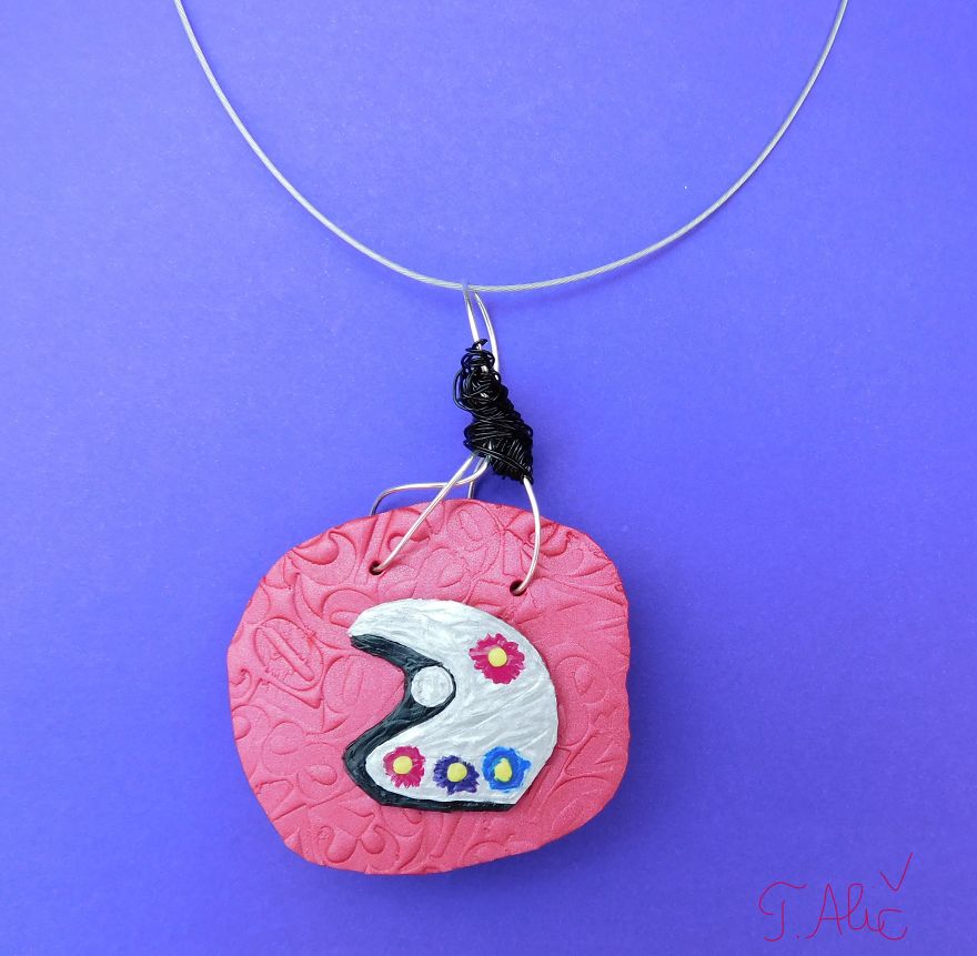 Handmade Necklace: Helmet