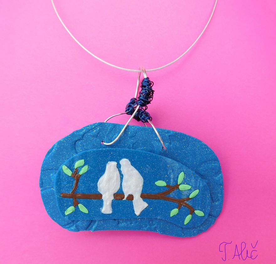 Handmade Necklace: Birds On A Branch