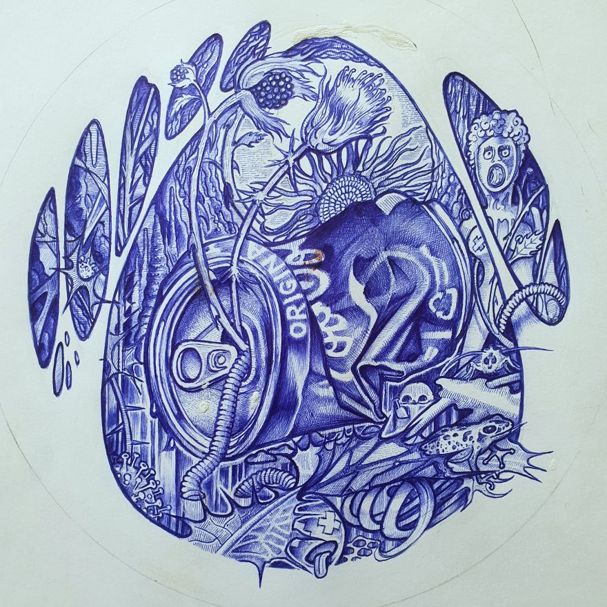I Made Delft Blue Plates With Bic Ballpoint