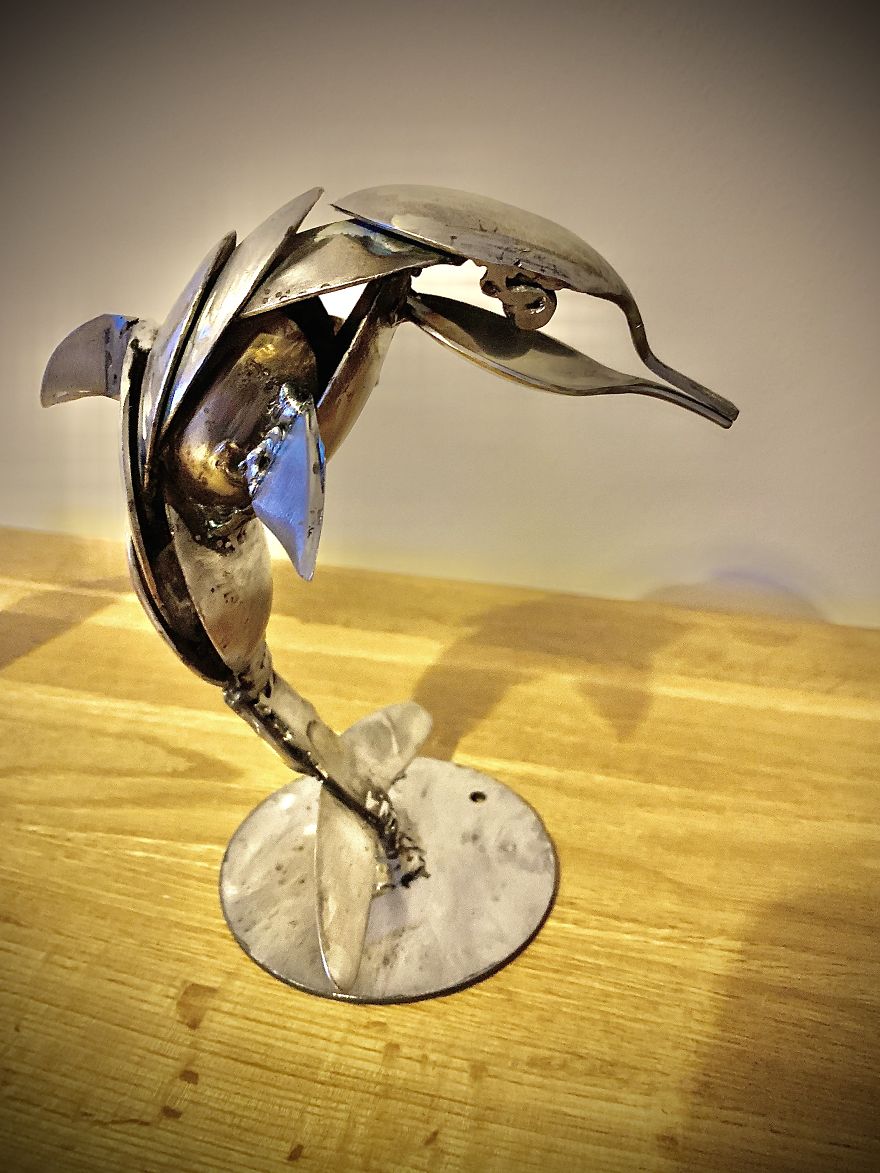 Cutlery Dolphin. My First Attempt At Art! Took Me Ages!