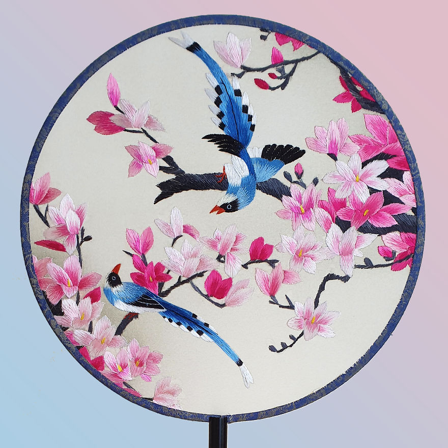 Magpies And Cherry Blossoms