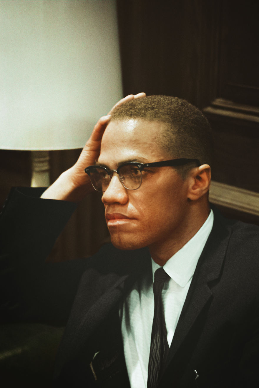 Malcolm X Waits At Martin Luther King Press Conference, Head-And-Shoulders Portrait