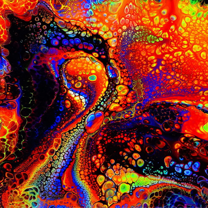 Rainbow Dinosaur ~ Flip Cup Acrylic Pour ~ Fluorecent Paints ~ Spin Art Rainbow Dinosaur ~ Flip Cup Acrylic Pour ~ Fluorecent Paints ~ Spin Art