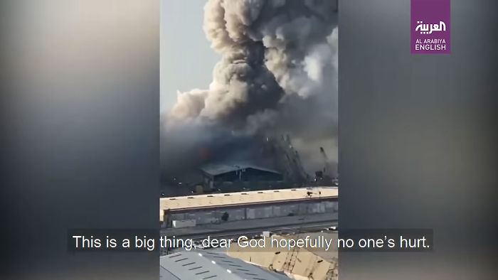 Man Doesn't Listen To Woman Who Asks To Stop Filming Beirut Warehouse Fire And Come Inside, Regrets It After It Explodes