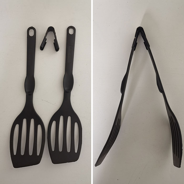 These Two Spatulas Came With A Clip To Make Tongs Out Of Them