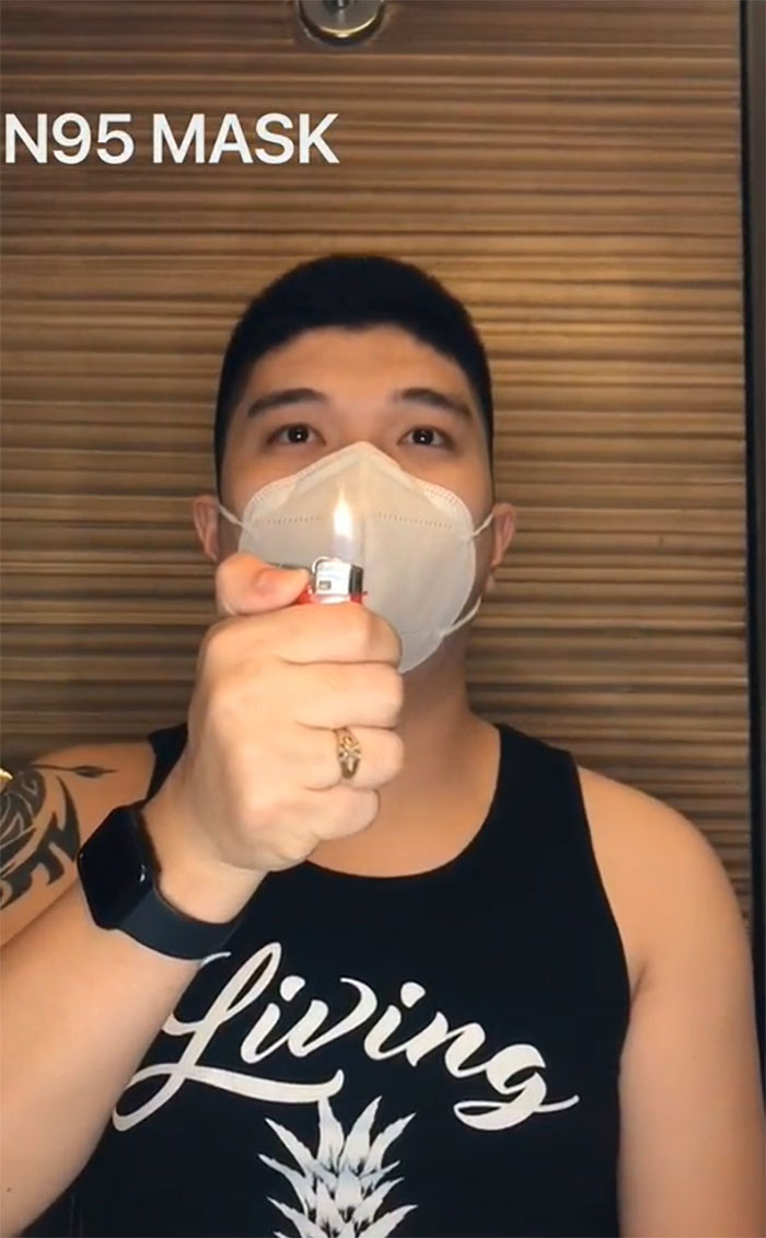 Guy Uses 6 Types Of Masks To Help People Understand The Differences Among Them When Coughing Or Sneezing